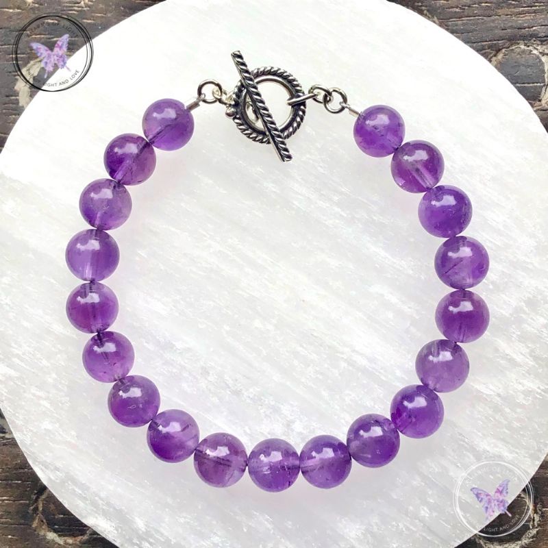 Amethyst Healing Bracelet With Silver Toggle Clasp